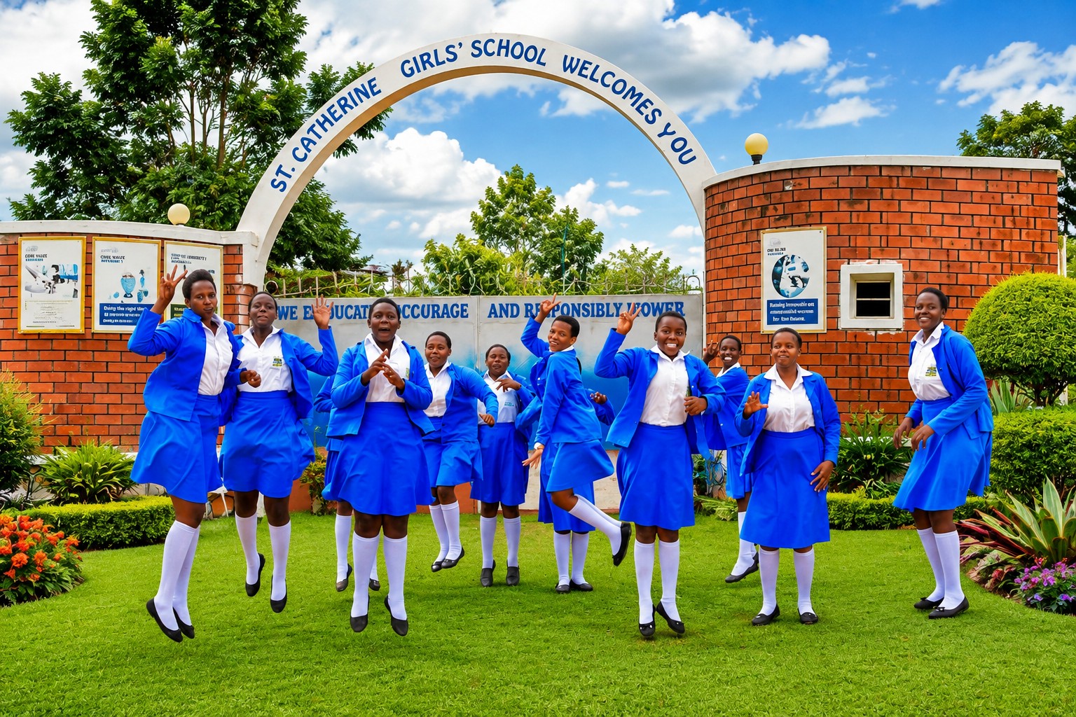 St. Catherine students at the school entrance
